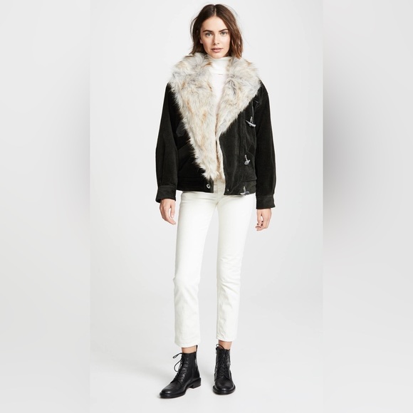 Free People Black Bomber Jacket with Faux Fur Collar - Picture 15 of 16